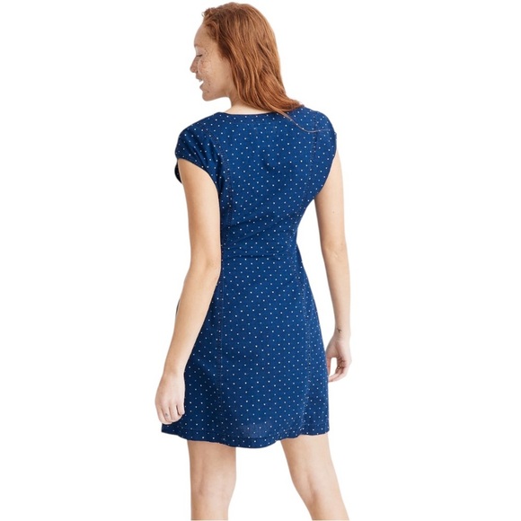 Madewell Indigo Cap-Sleeve Button-Front Dress in Rainbow Heart Women’s Size 4 - Picture 2 of 10